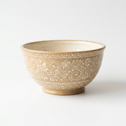 Ivory Meadow Floral Ceramic Bowl