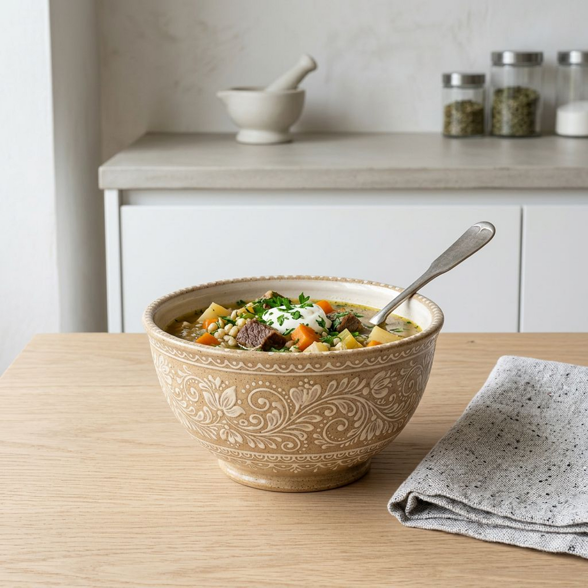 Ivory Meadow Floral Ceramic Bowl