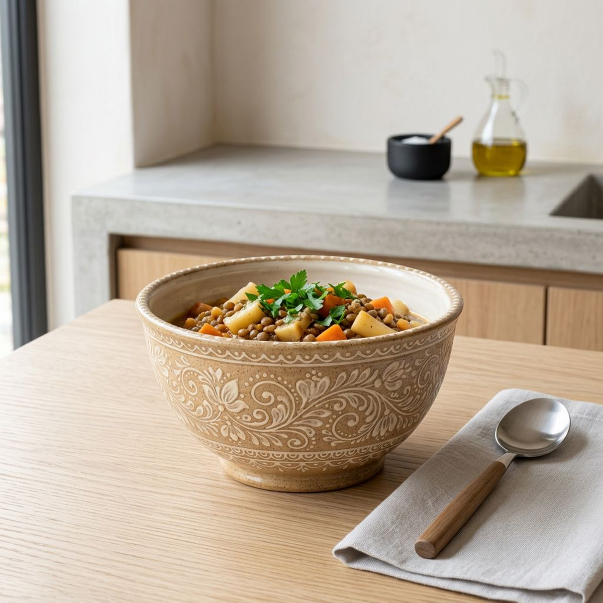 Ivory Meadow Floral Ceramic Bowl