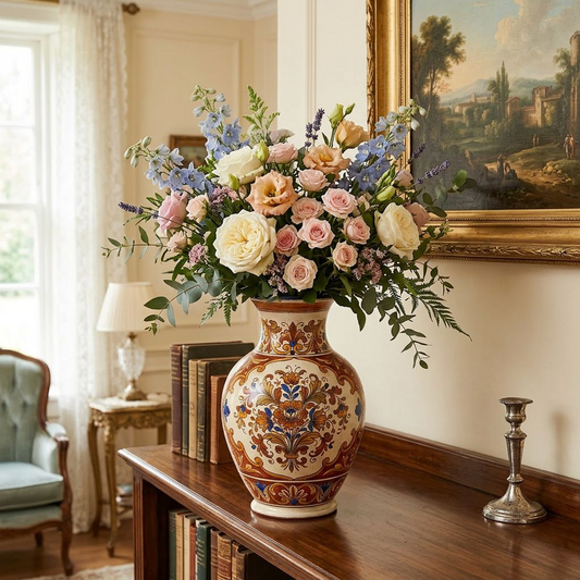 Tuscan Garden Hand-Painted Ceramic Vase