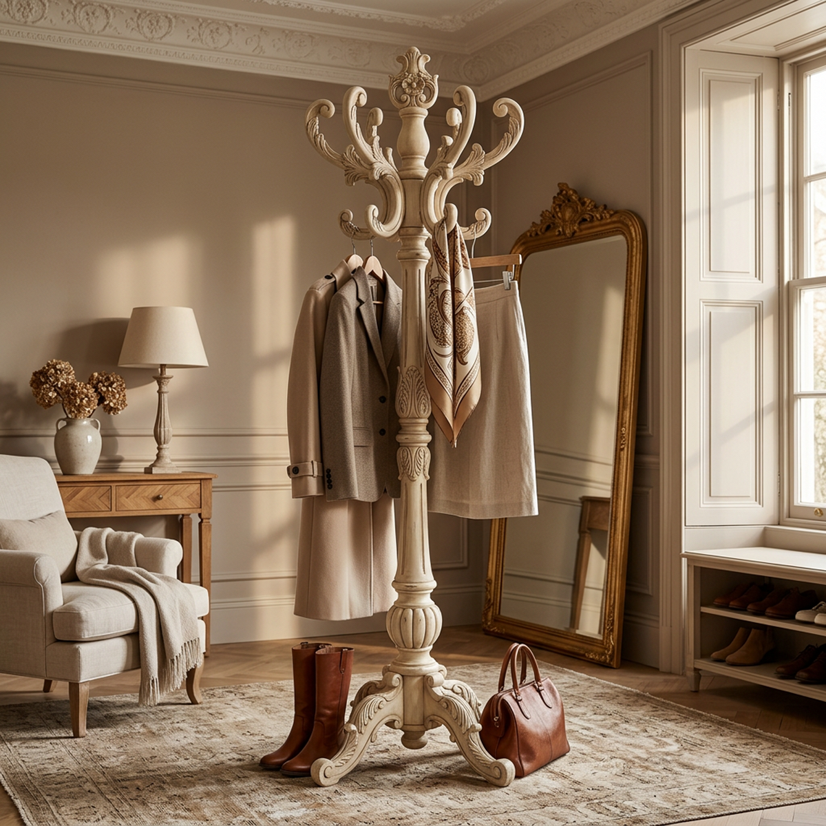 Versailles Carved Freestanding Coat Rack