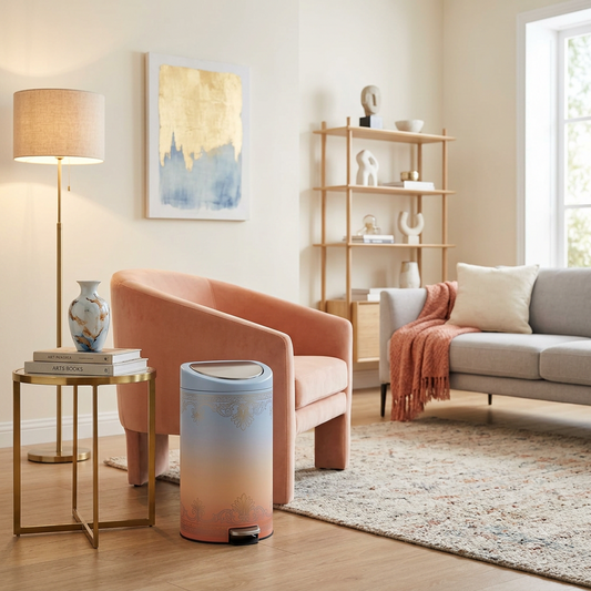 Versailles Blue &amp; Blush Pedal Waste Bin