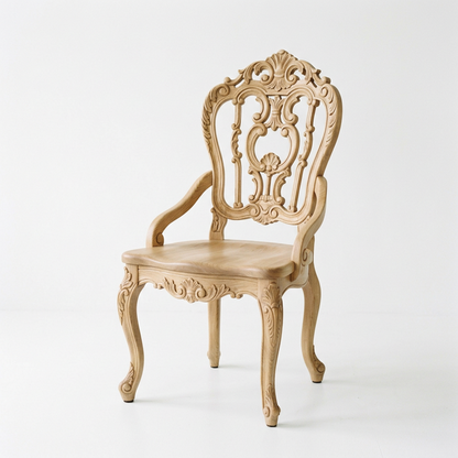 Rococo Carved Wood Dining Armchair