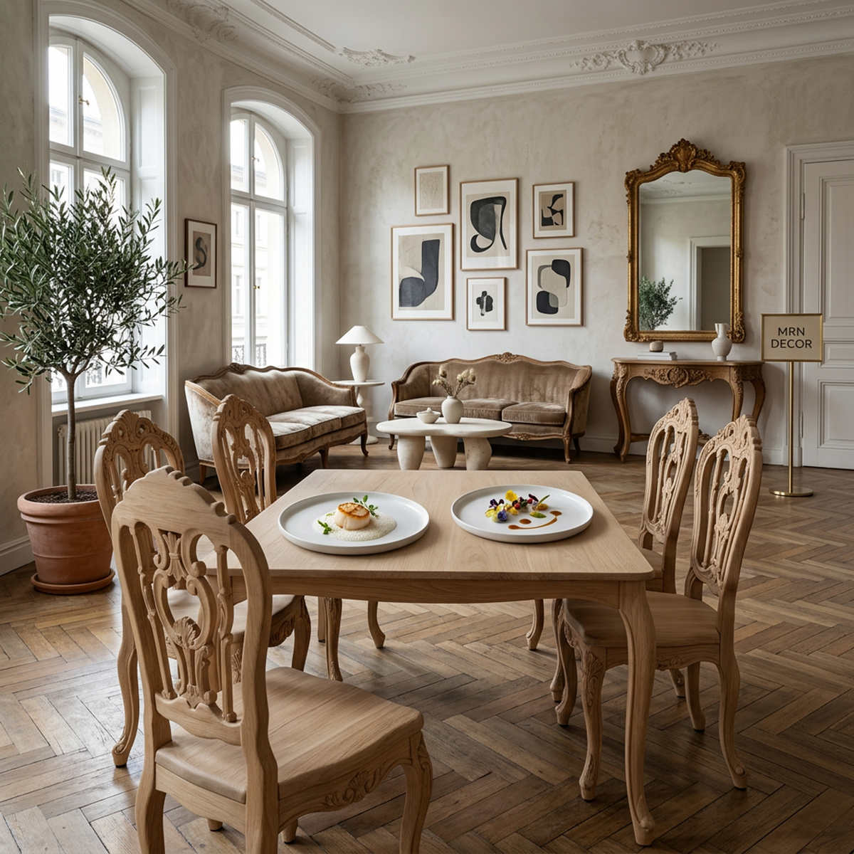 Rococo Carved Wood Dining Armchair