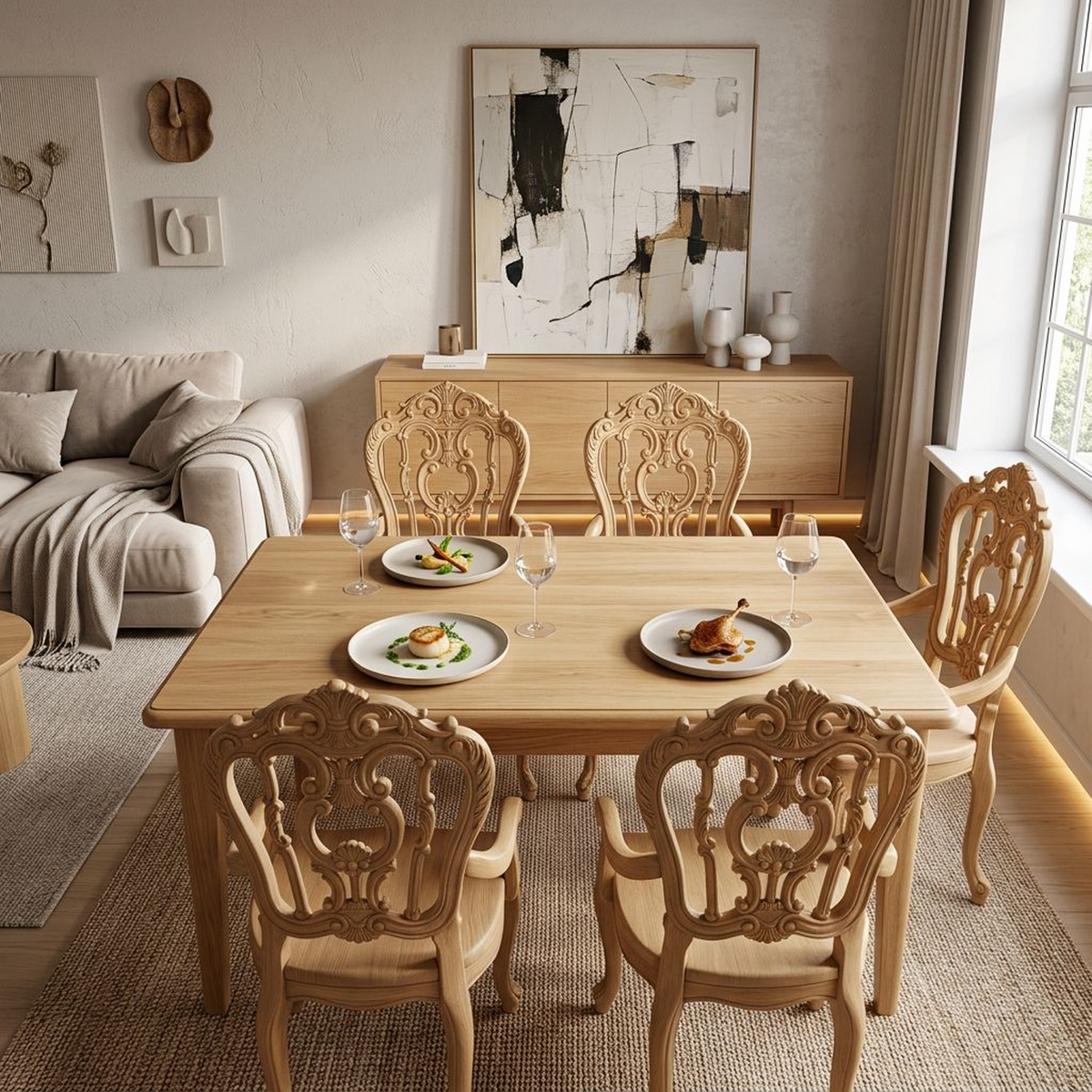 Rococo Carved Wood Dining Armchair