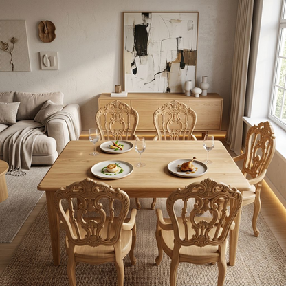 Rococo Carved Wood Dining Armchair