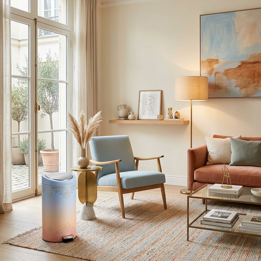 Versailles Blue &amp; Blush Pedal Waste Bin