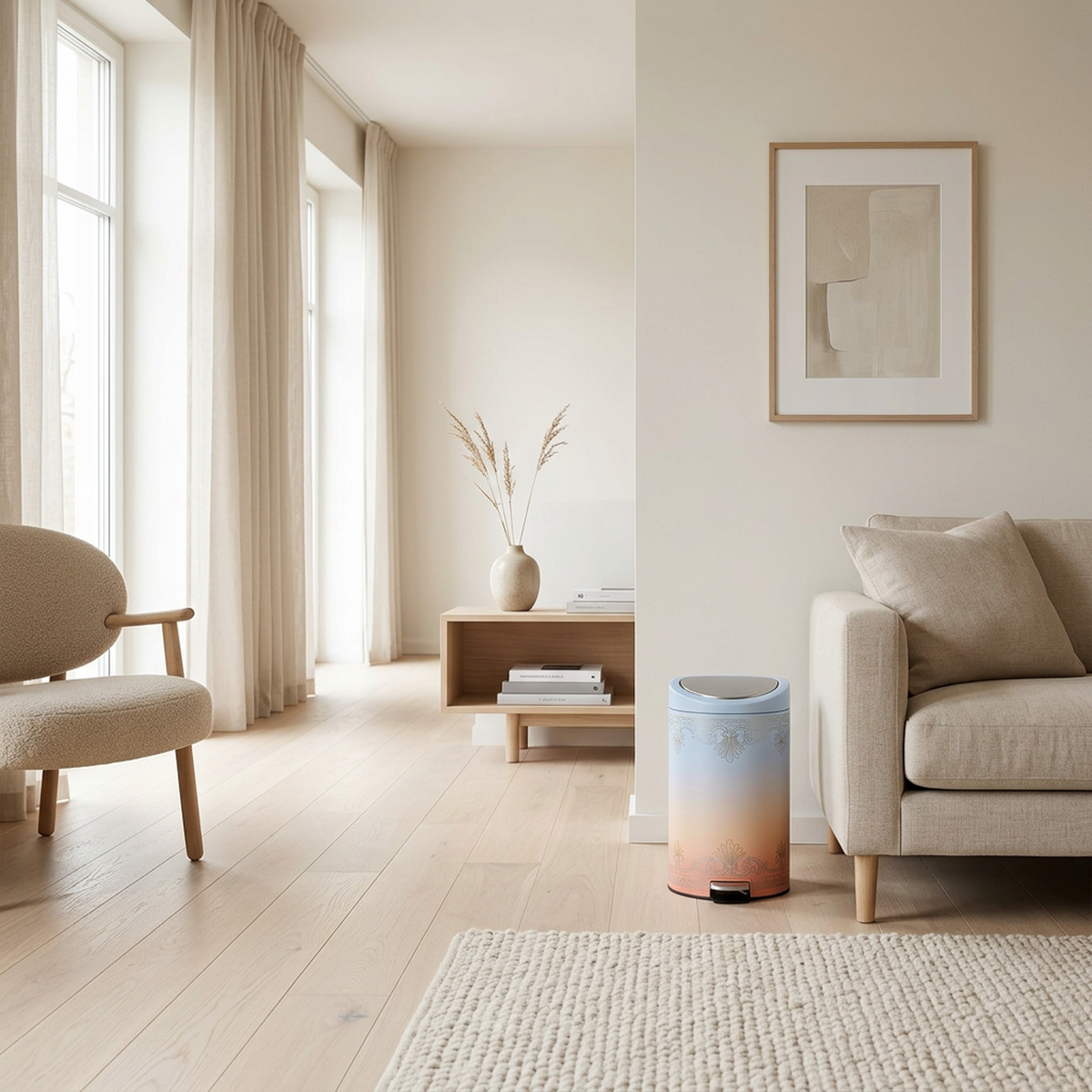 Versailles Blue &amp; Blush Pedal Waste Bin