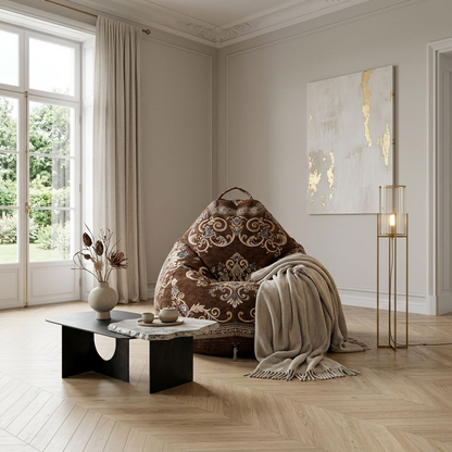 Aubusson Floral Embroidered Bean Bag Chair